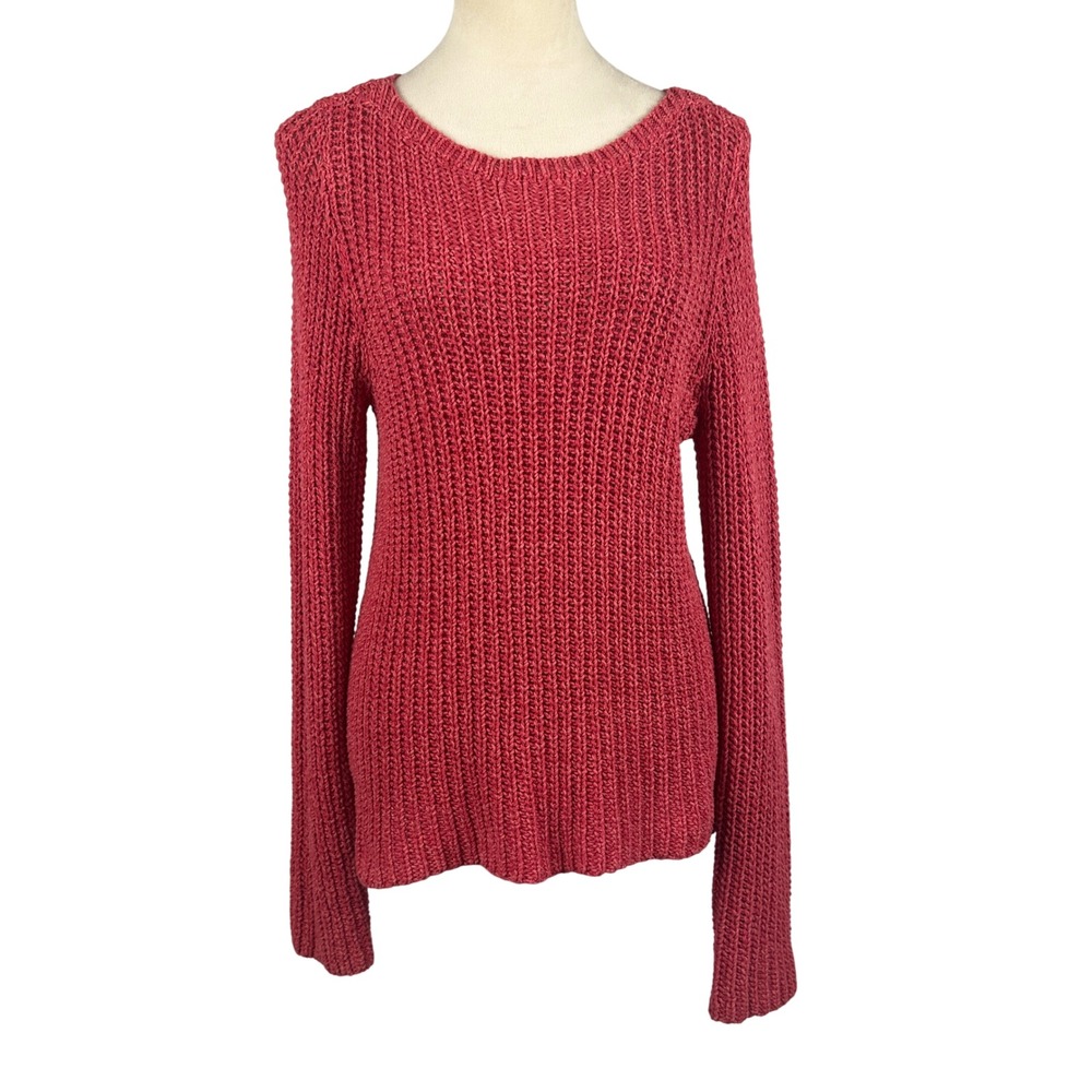 Lauren Jeans Co. Ralph Lauren Red Pink Knit Sweater Long Sleeve Womens Large